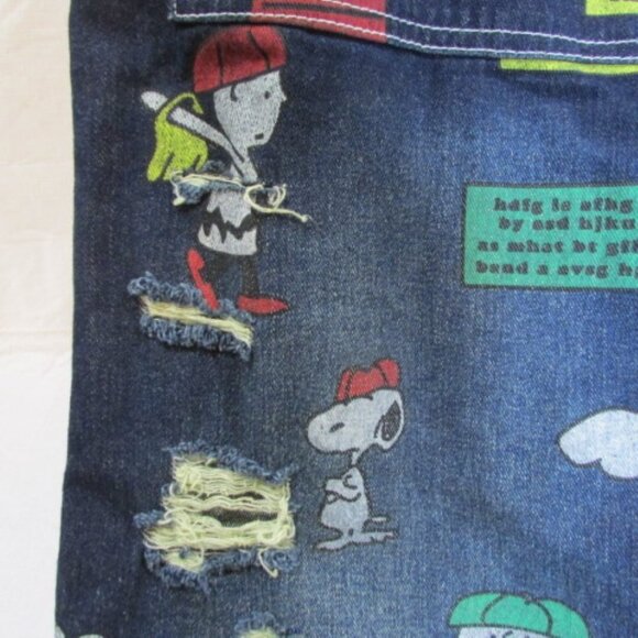Monthorigin Charlie Brown & Snoopy 90's Denim Overalls Size Medium Oversized - Picture 6 of 12